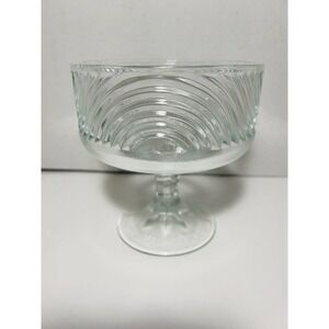 Vintage EO Brody Clear Glass Swirl Compote Pedestal Bowl